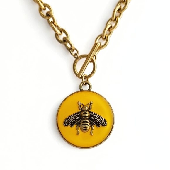 Gucci Jewelry - Gucci - Repurposed Bee Charm Necklace Yellow